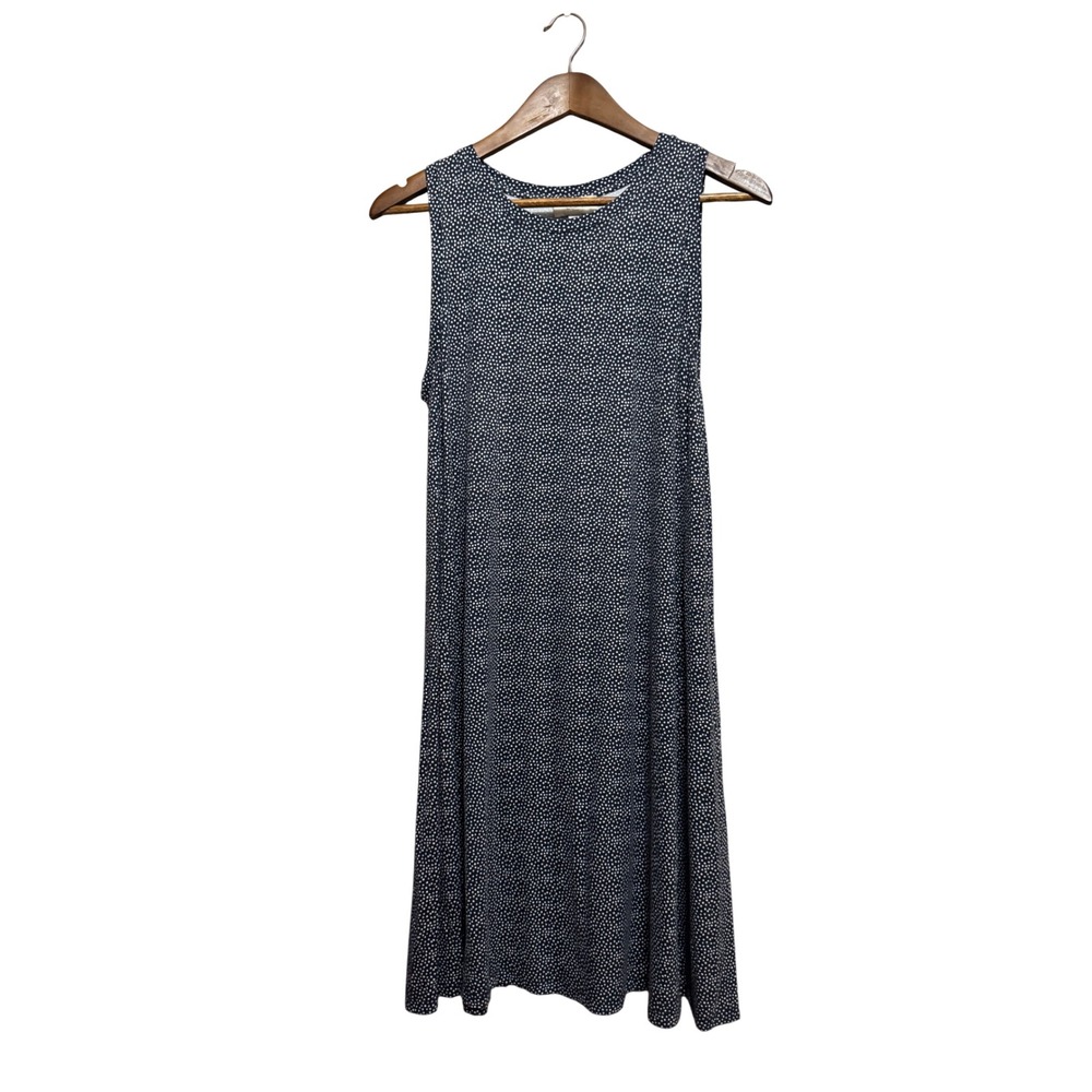LOFT Outlet Sleeveless Swing Dress Womens Medium Navy Polka Dot Excellent Flowy